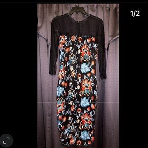 Beautiful embroidered dress with sheer on top. Knee length. Elegant. 10